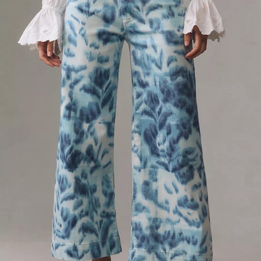 Anthropologie Blue Tie-Dye Wide Leg Jeans Ikat Maeve 31